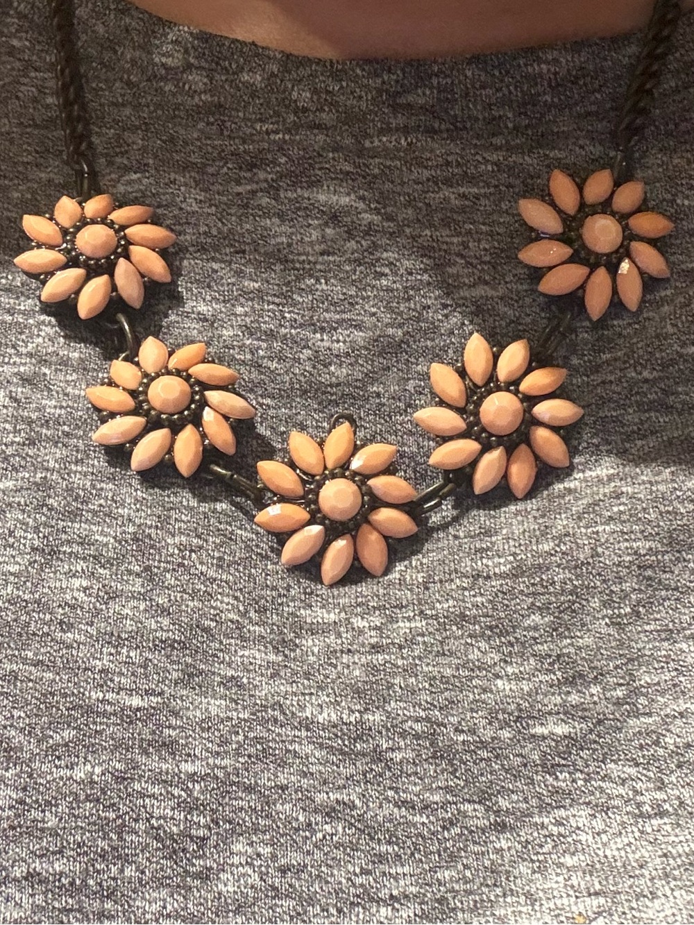 J. Crew Peach Floral Cluster Necklace